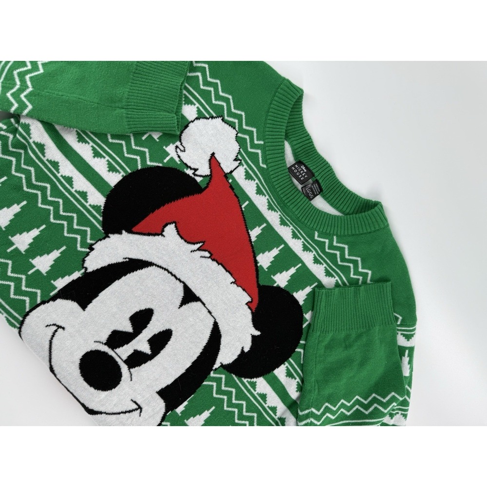 Disney Mickey Mouse Green Ugly Christmas Holiday Sweater Size L‎